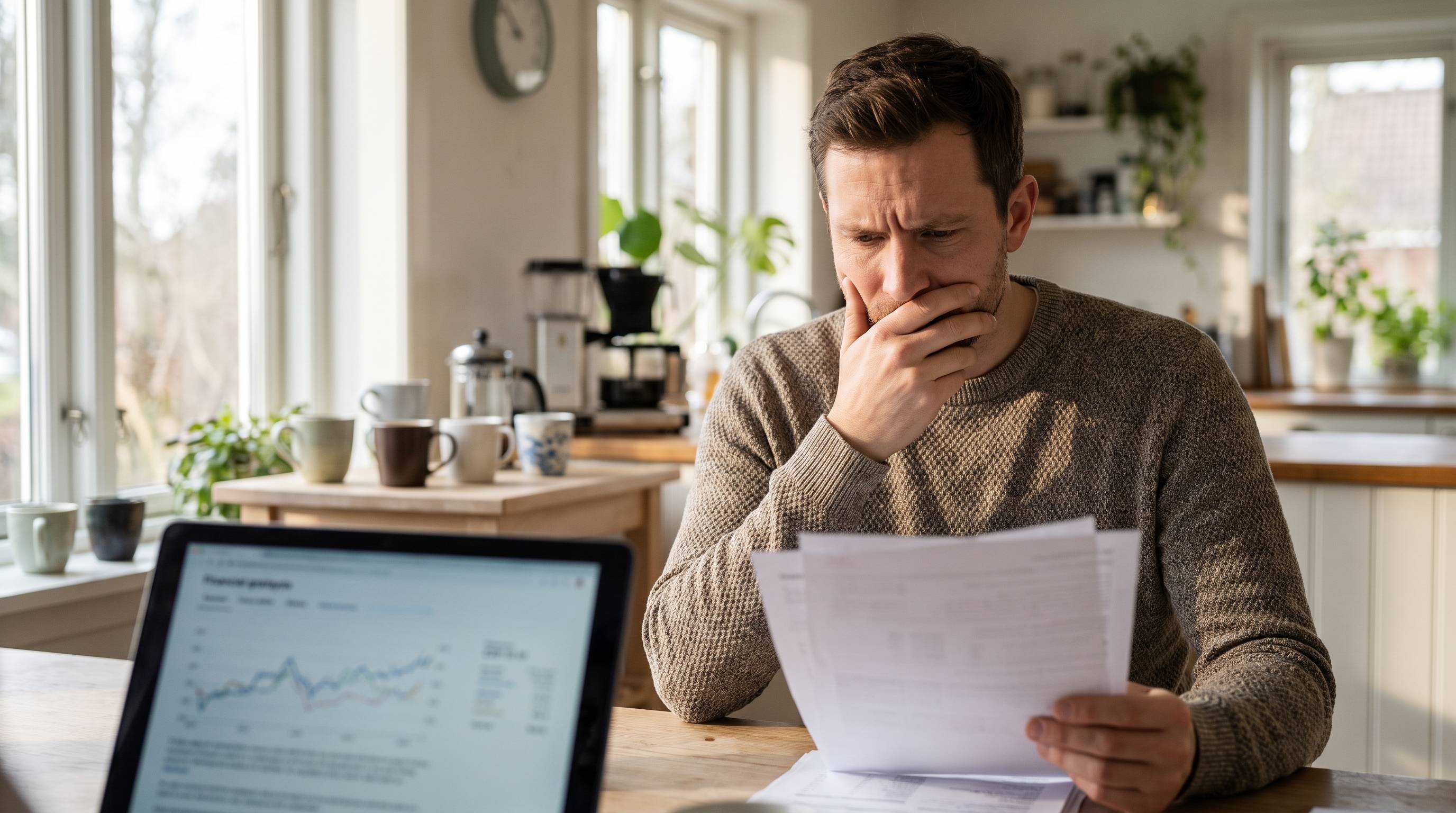 Man reviewing rising mortgage rates after Federal Reserve rate hike