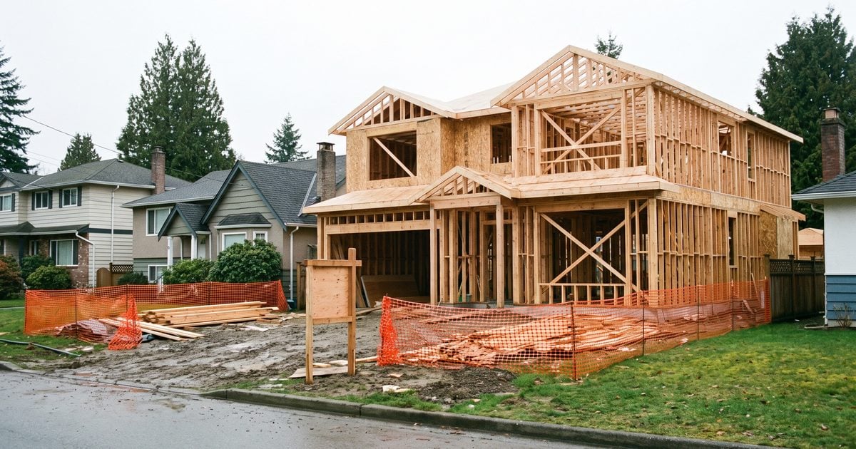 New home construction next to an established Oakland County neighborhood