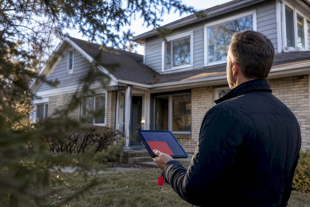 Realtor reviewing a foreclosure property in Oakland County Michigan