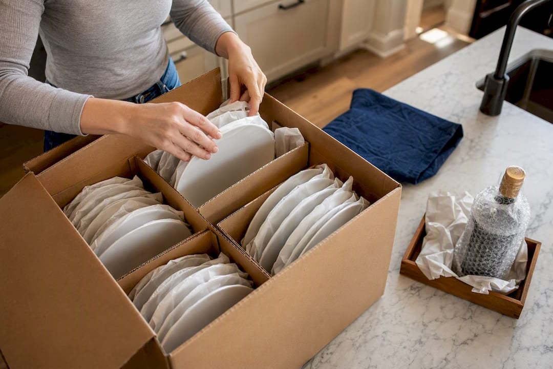 Oakland County MI Realtor packing dishes safely dish pack demonstration