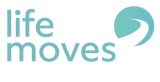 Life Moves logo color transparent white text