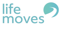 Life Moves logo color transparent white text