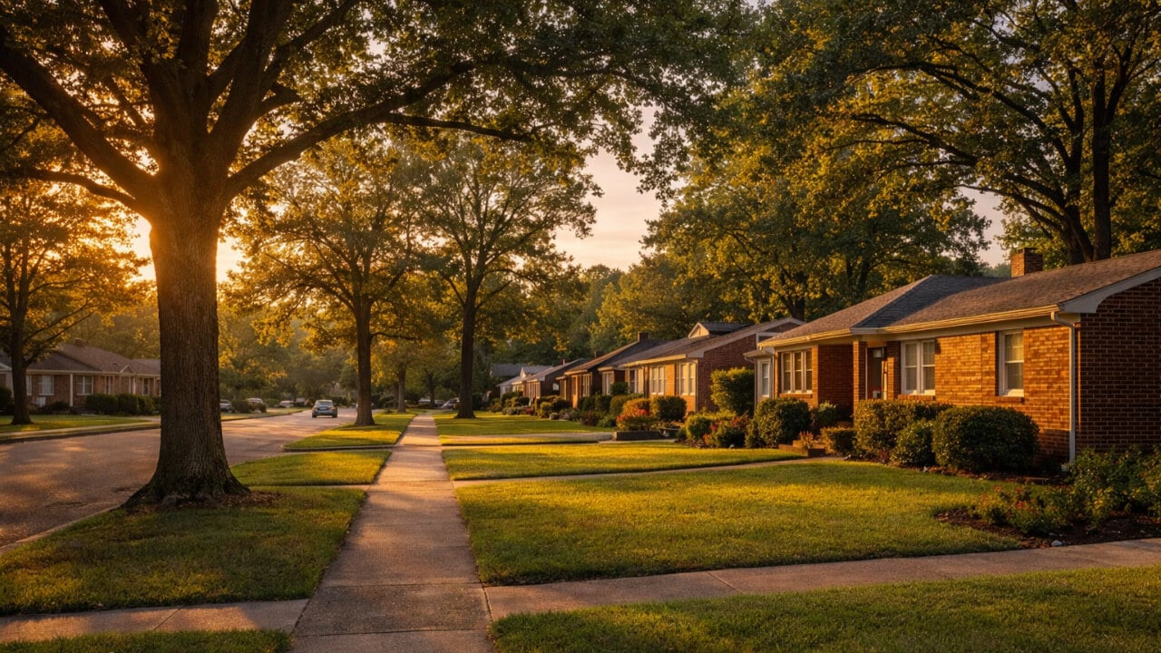 Golden hour on a suburban street - Laurel