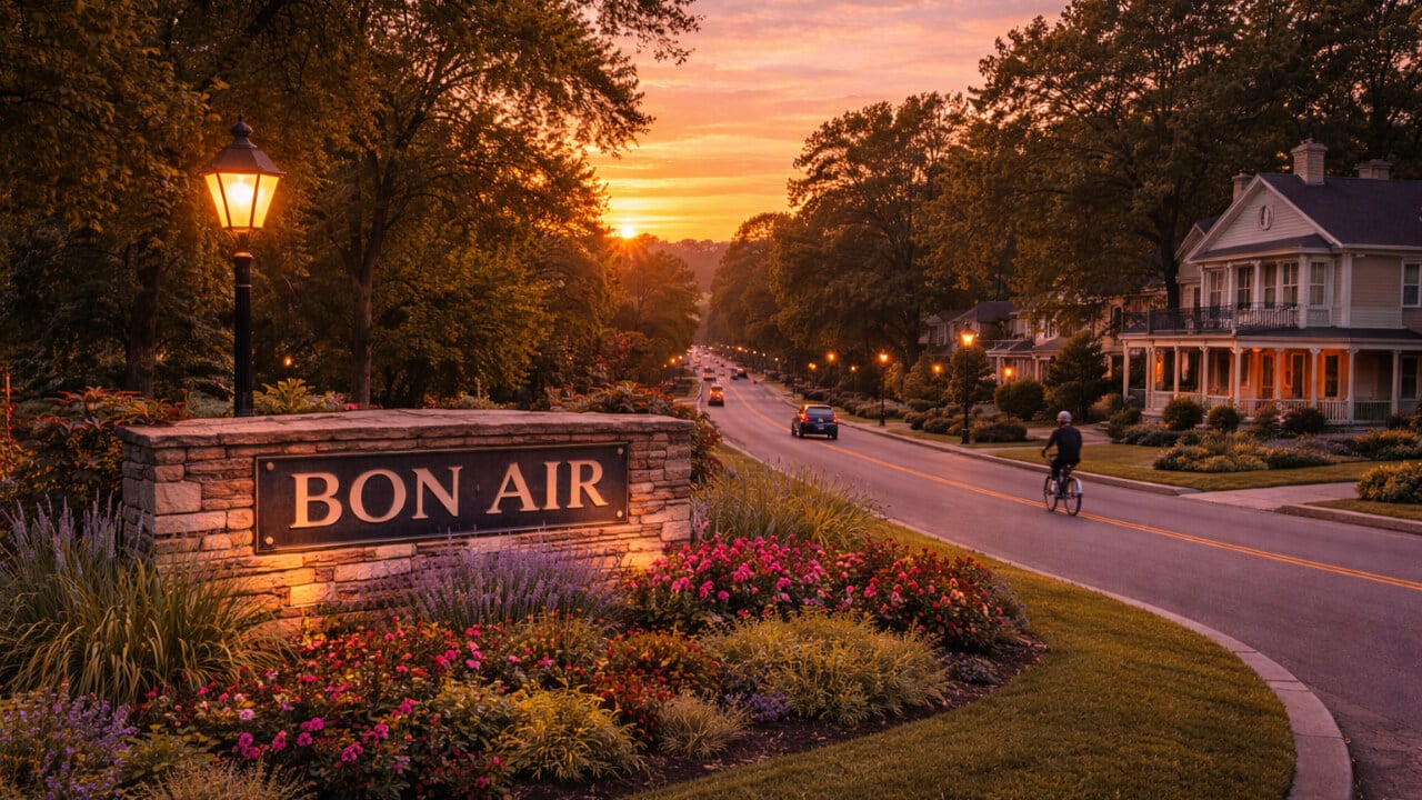Sunset over Bon Air village