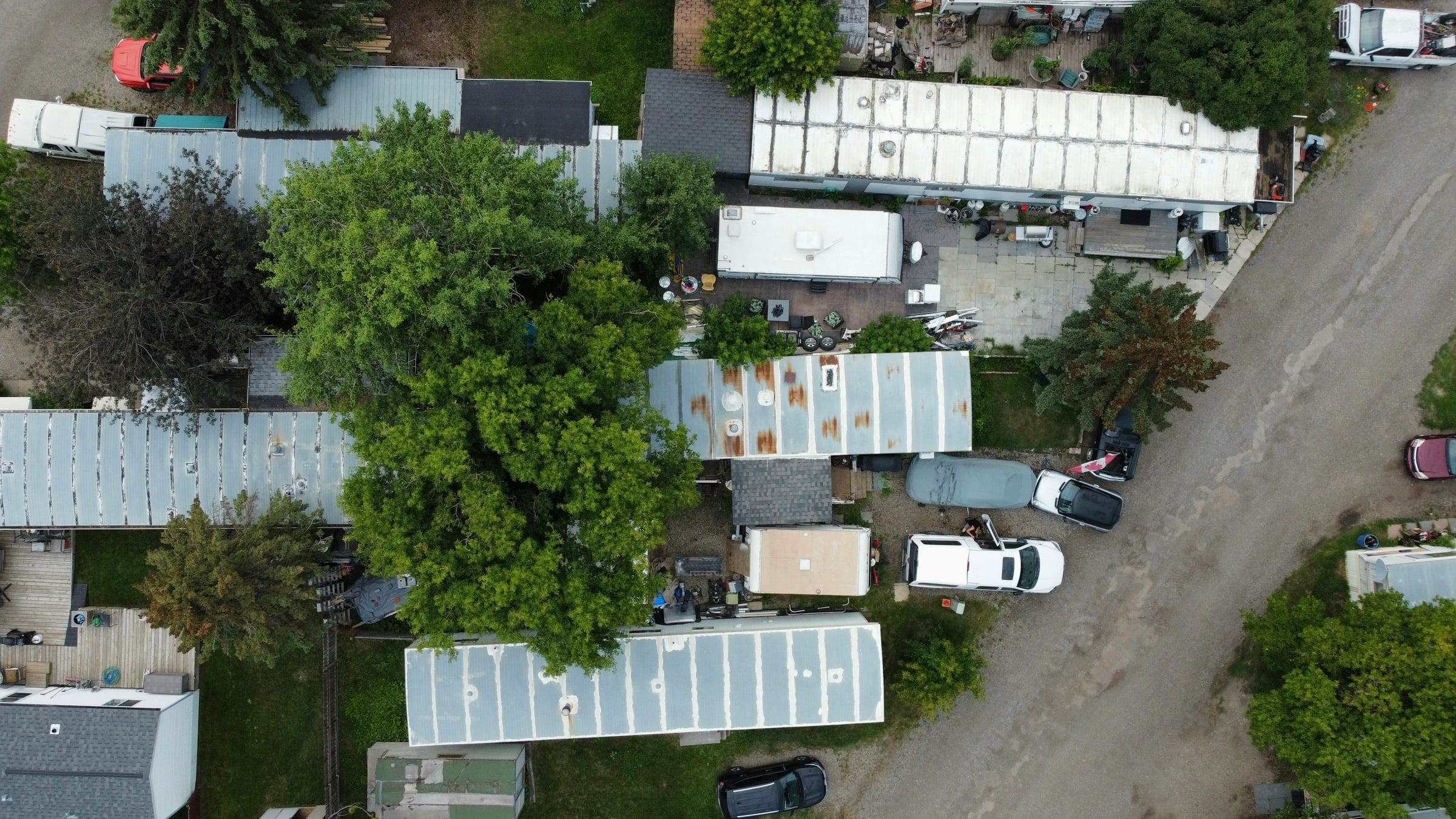 Aerial view of a manufactured home community