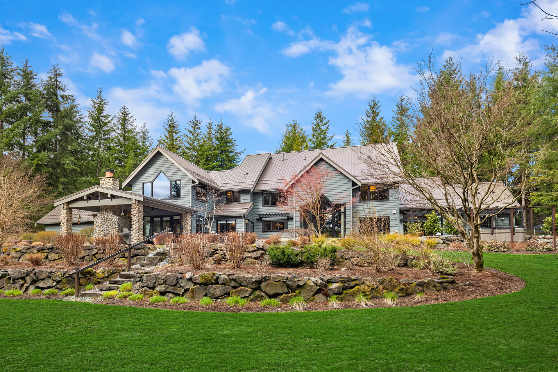 timber-accent lodge style home