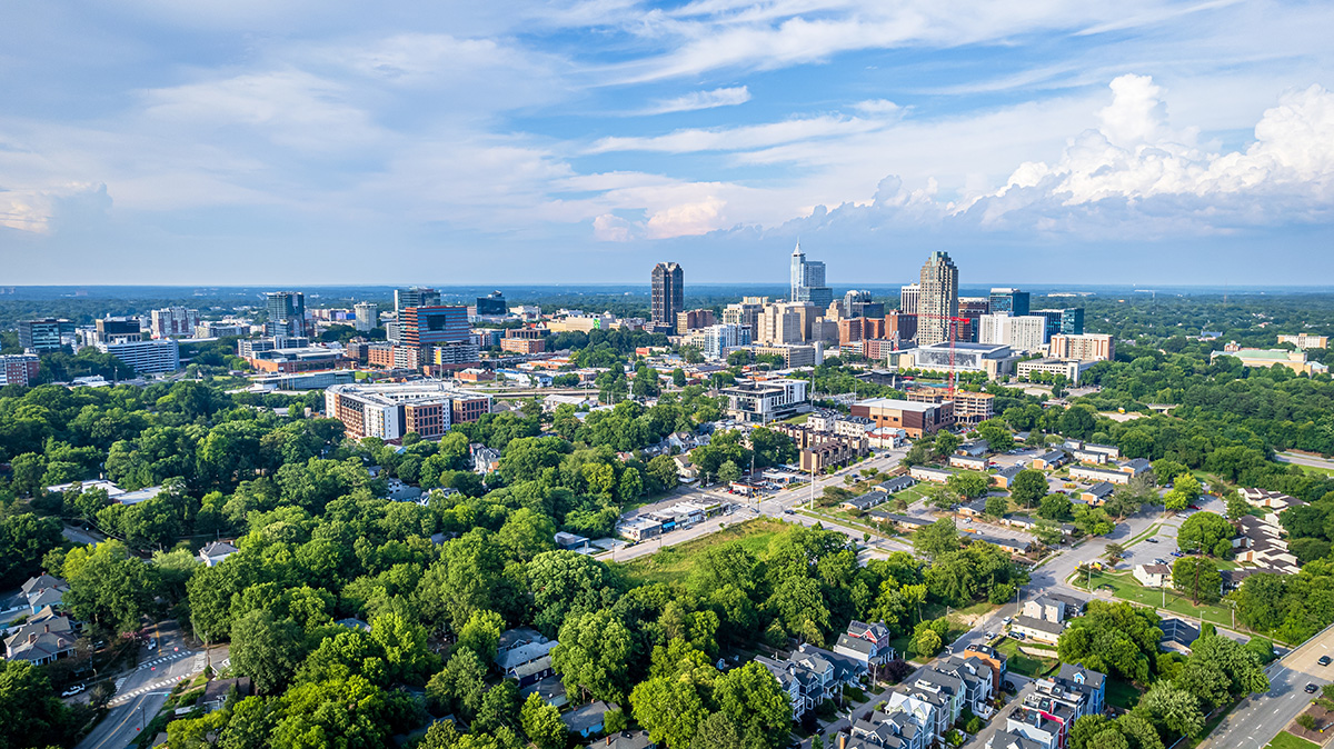 View,Of,Downtown,Raleigh,,North,Carolina,With,Blue,Sky,Background.