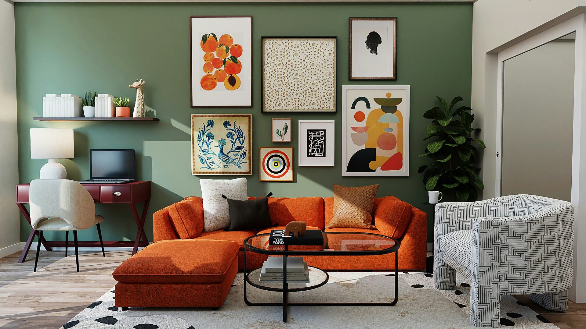 orange-red-furniture-pictures-on-the-wall