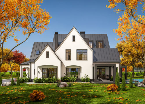 Modern Luxury house in autumn