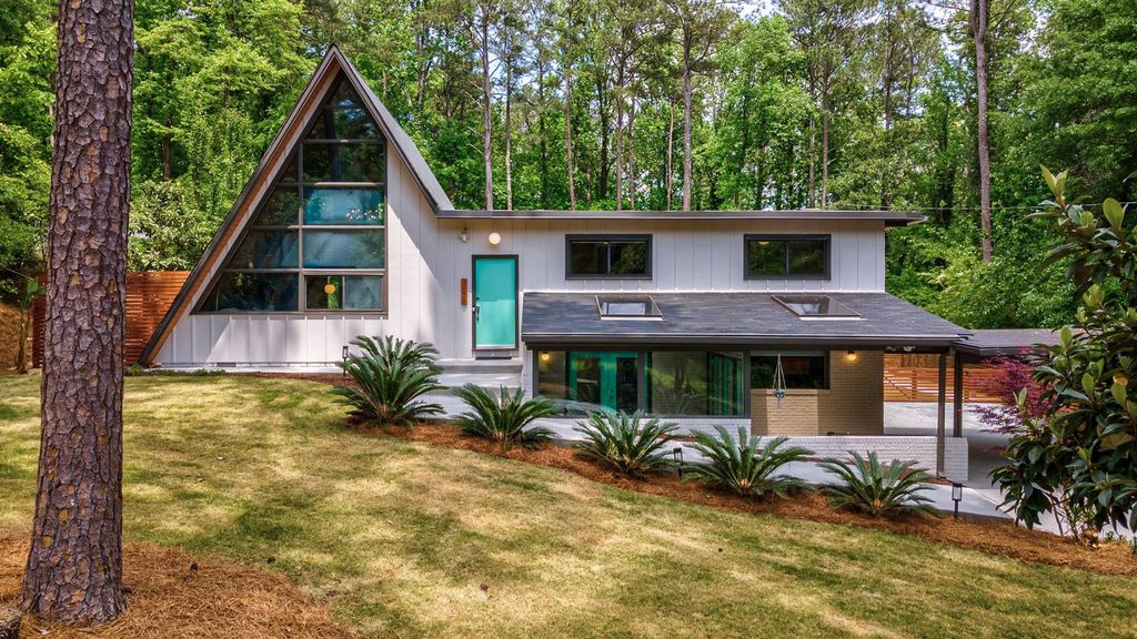 #atlantamidcenturyAframes, top selling listing agent, best Atlanta realtor, unique home specialist, #midcenturymodernhomes, Northcrest mid century A-frame homes