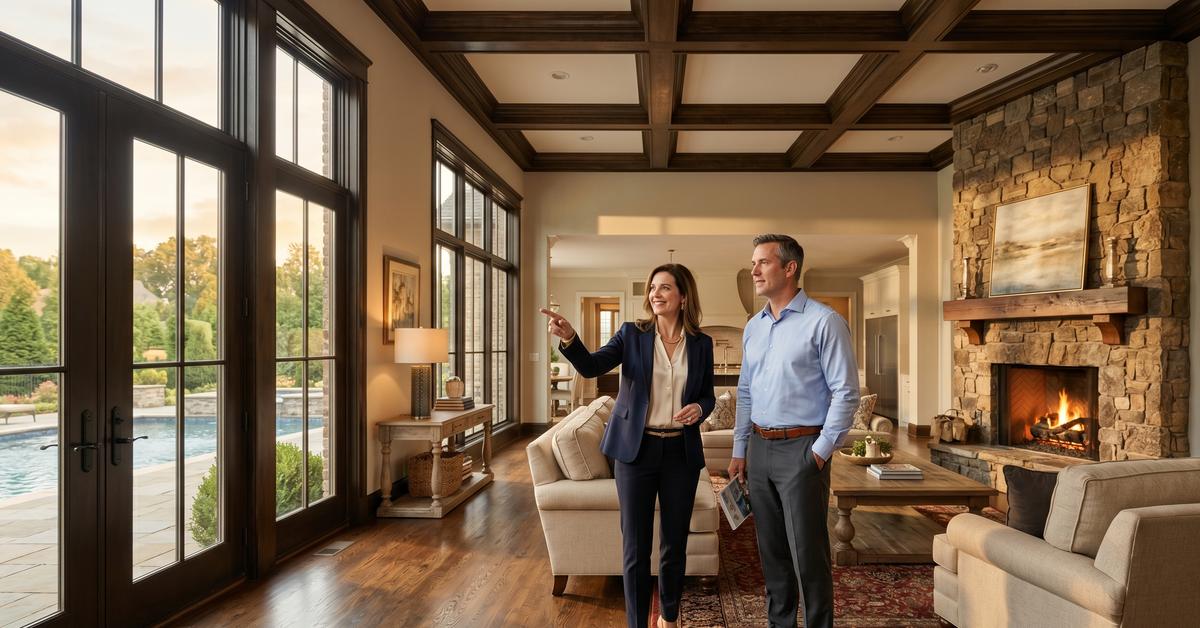 Luxury home buyers touring a high-end Gallatin TN home in Sumner County 37066 with real estate agent