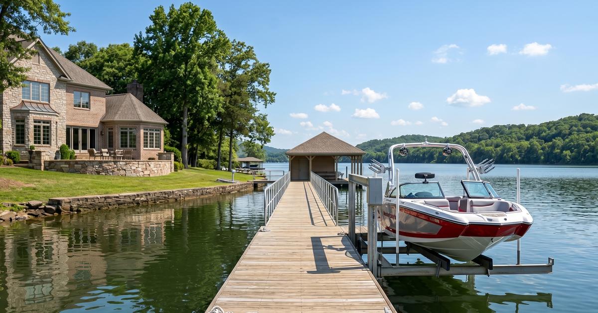 Private boat dock with boat lift on Old Hickory Lake in Gallatin TN 37066 lake access