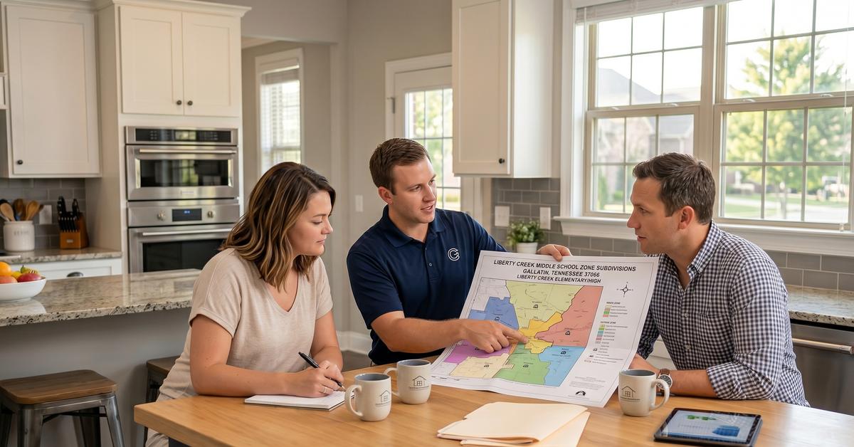 Real estate agent reviewing 2026 Gallatin TN market data with home sellers Sumner County 37066