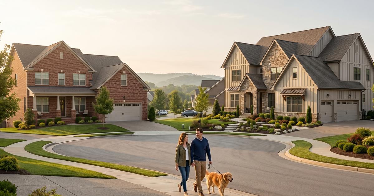 Durham Farms Phase 2 and Phase 4 homes side by side Hendersonville TN 37075