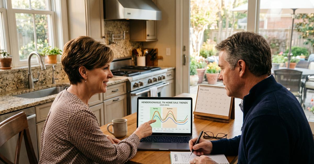 Home sellers in Hendersonville TN reviewing seasonal real estate market data showing spring and fall listing trends in Sumner County