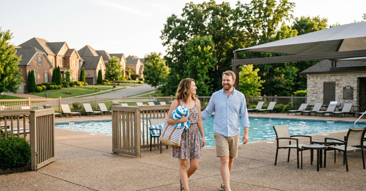 Community pool and amenities at Kensington Downs Gallatin TN 37066 Station Camp school zone