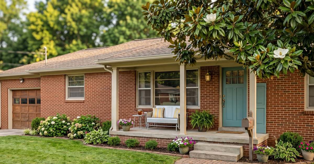 1960s brick ranch home exterior in Rolling Acres Hendersonville TN 37075 no HOA established neighborhood