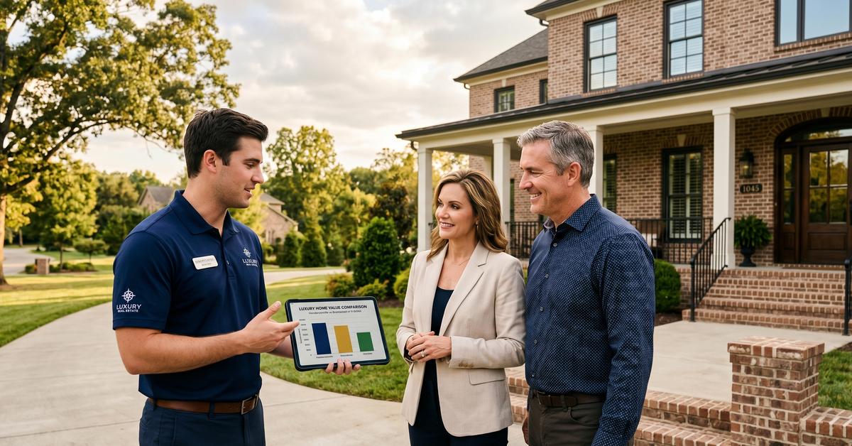 Real estate agent reviewing luxury market data with buyers in Hendersonville TN Sumner County 37075
