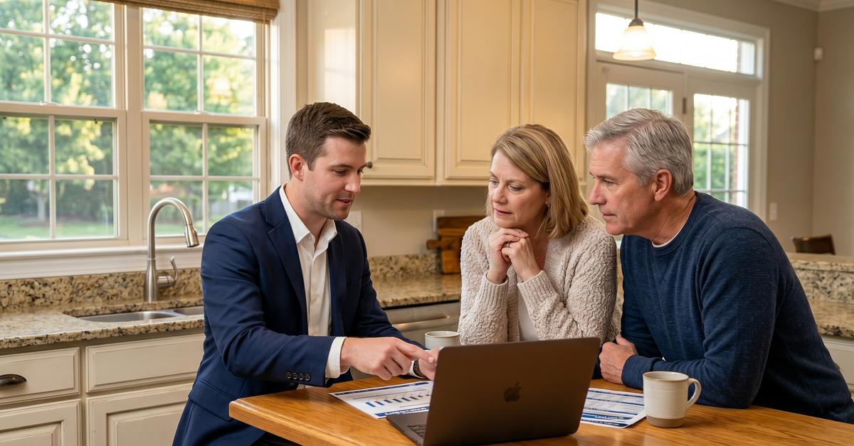 Real estate agent reviewing closed comp data with Hendersonville TN home seller before listing in 37075