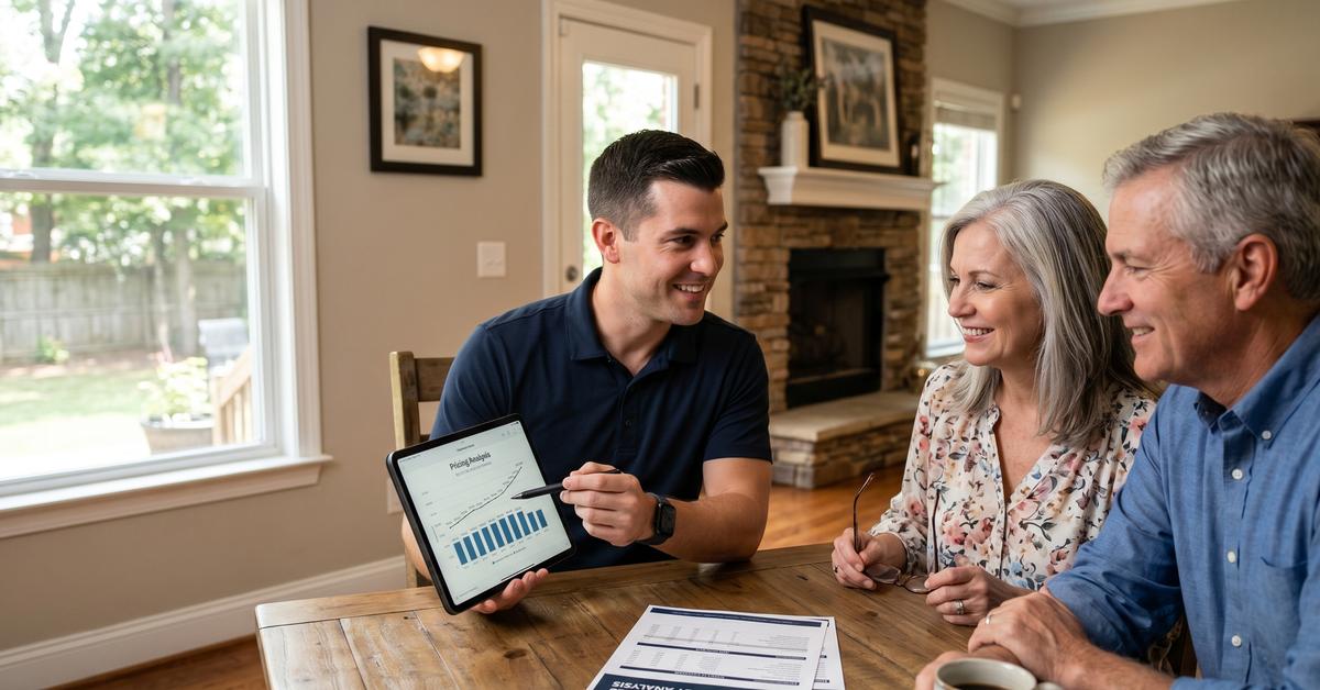 Real estate agent reviewing closed sale comps with home sellers in Hendersonville TN 37075