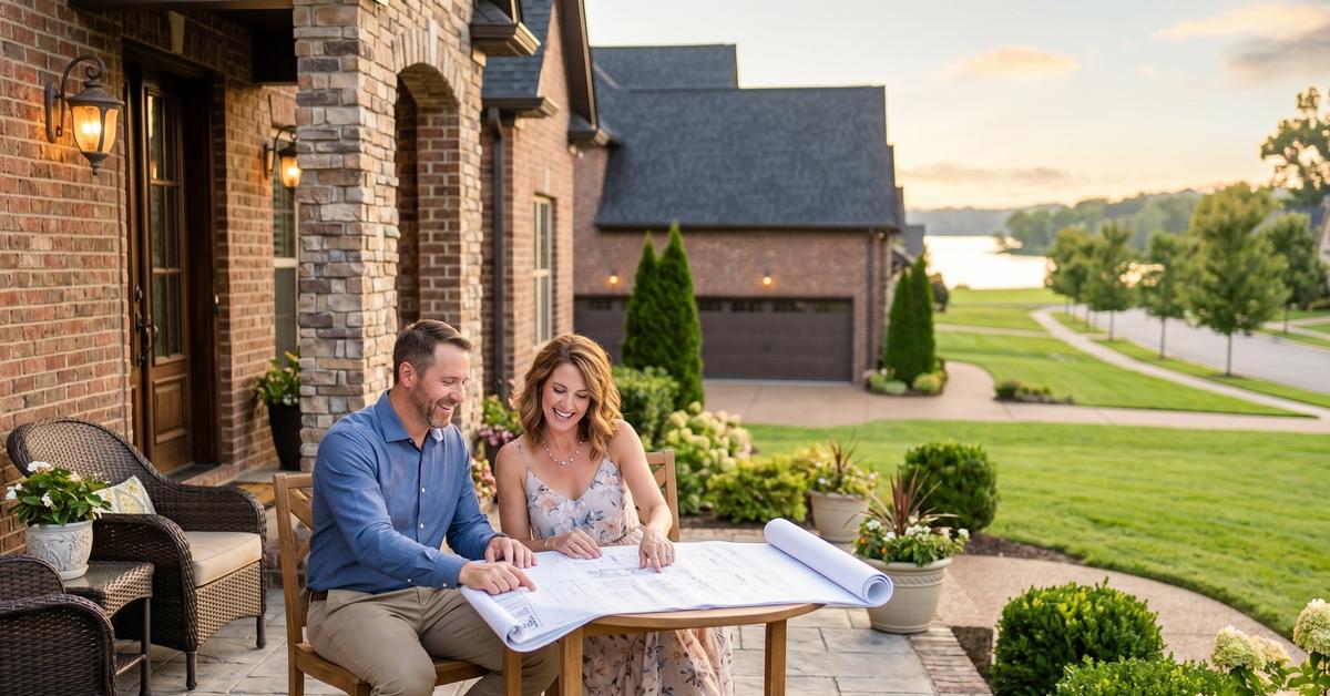 Real estate agent reviewing luxury home data with buyers at The Landing at Branham Gallatin TN 37066