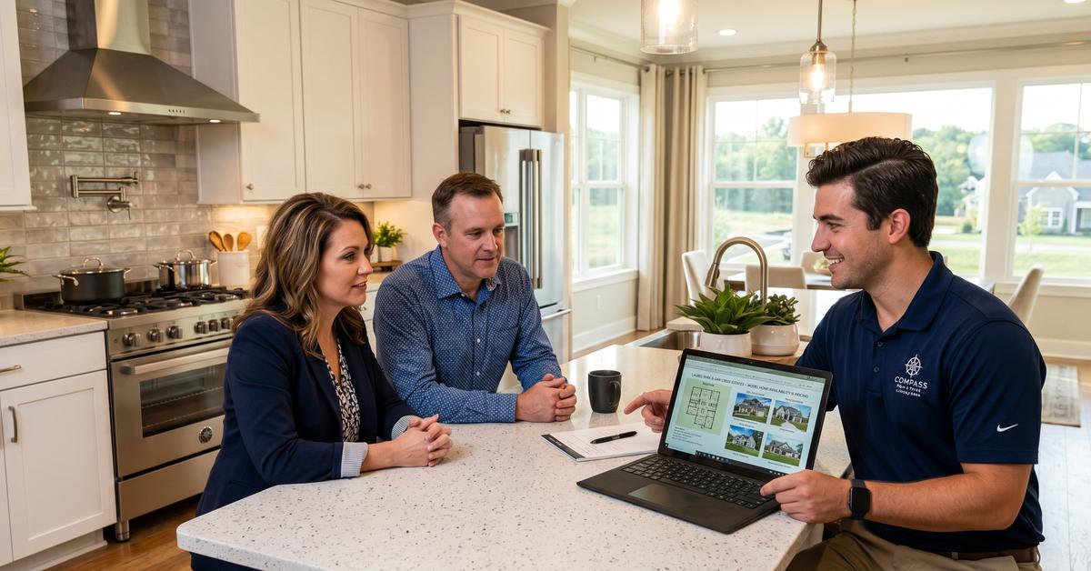 Real estate agent reviewing new construction data with buyers in Hendersonville TN 37075 Sumner County