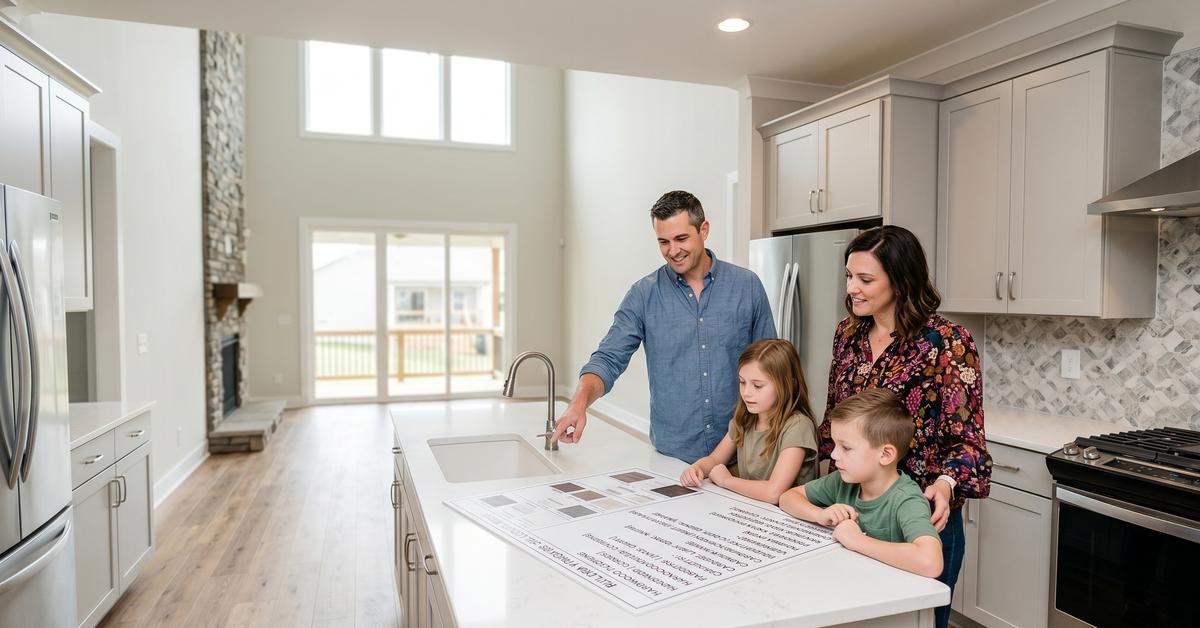 Real estate agent walking with buyers through Norman Farm Hendersonville TN 37075 new construction neighborhood
