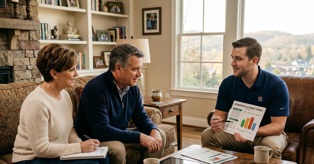 Real estate agent consulting with home sellers about market timing strategy for listing in Hendersonville TN 37075 Sumner County