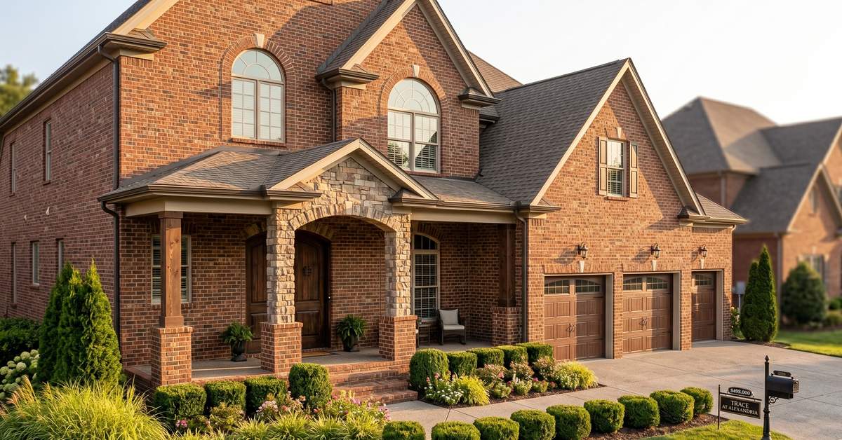 Custom brick home at Trace at Alexandria subdivision Hendersonville TN 37075 no HOA neighborhood