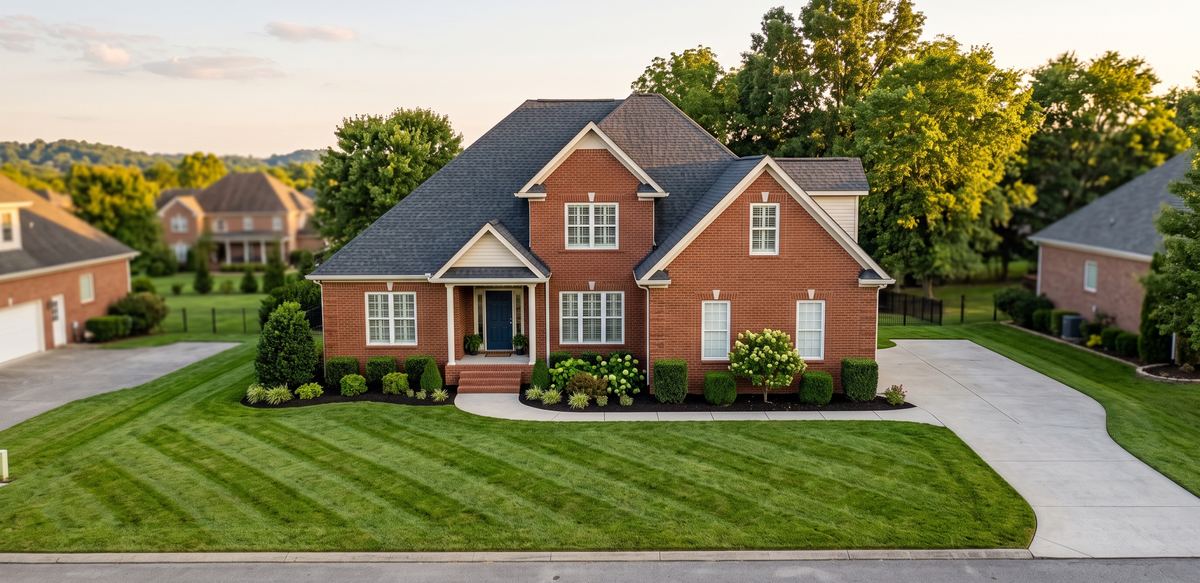 Well-kept brick two-story home in Gallatin TN prepared for sale with fresh landscaping and a newer roof