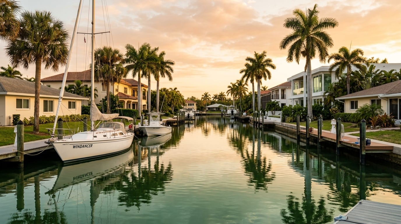 Aqualane Shores Naples canal waterfront homes for sale — dual canal-front and walkable to 5th Avenue South