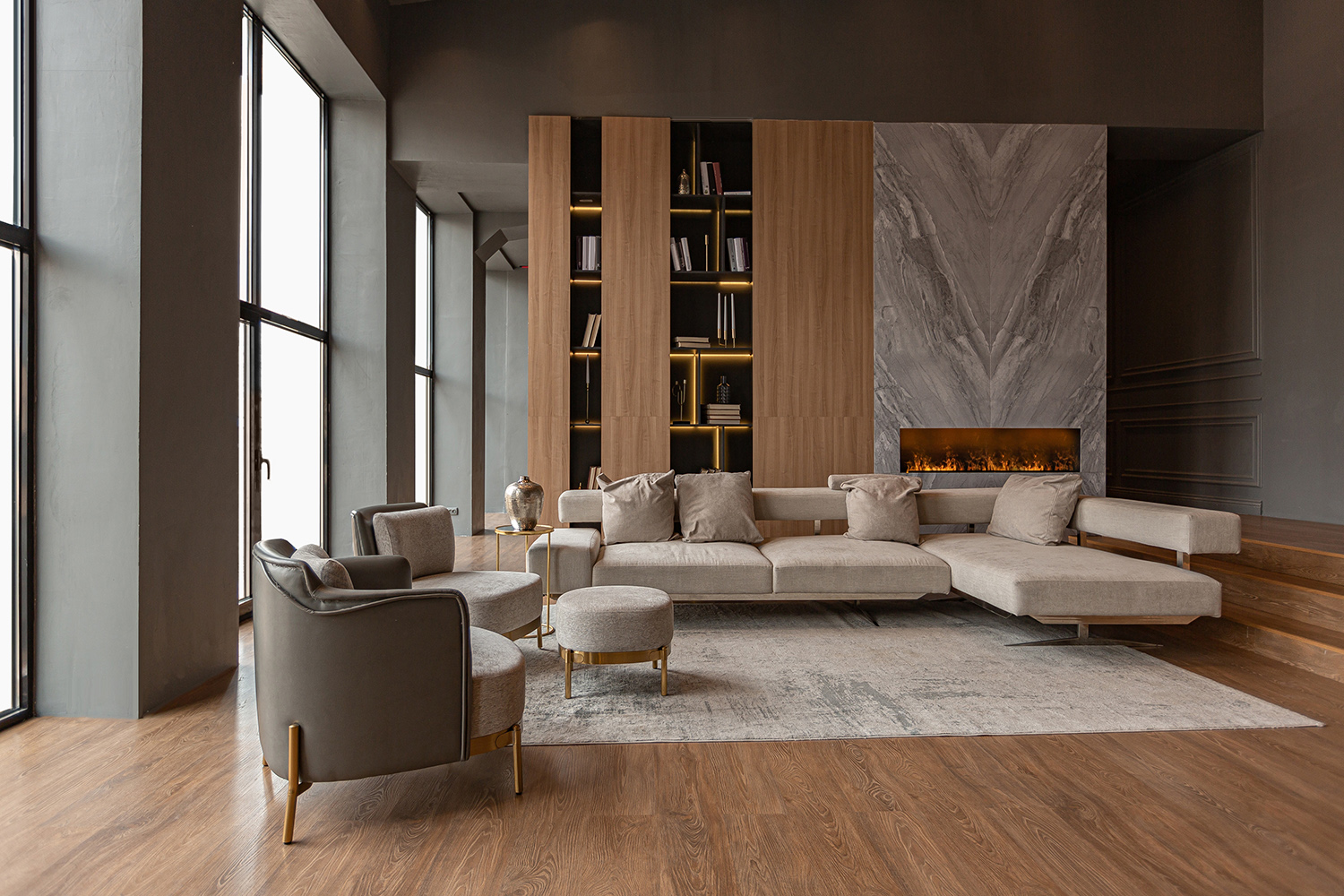 Chic,Modern,Design,Of,A,Dark,Expensive,Interior,Of,A