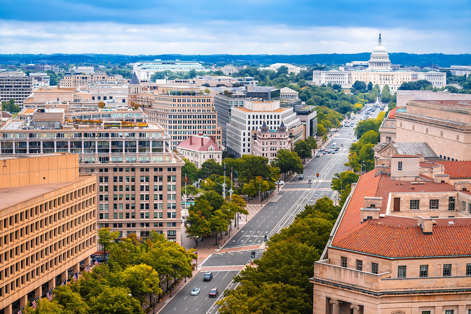 Washington,Dc.,Aerial,Panoramic,View,Of,Pennsylvania,Avenue,Landmarks,And