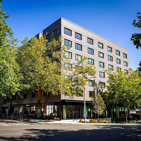 Plymouth Housing permanent supportive housing apartment building in Seattle.