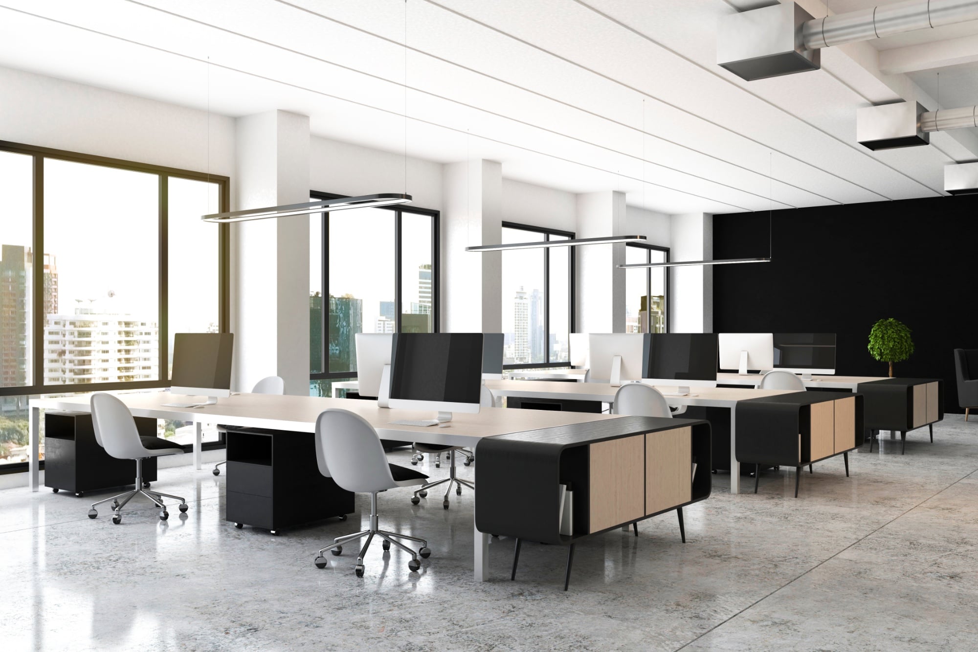 modern open office workspace