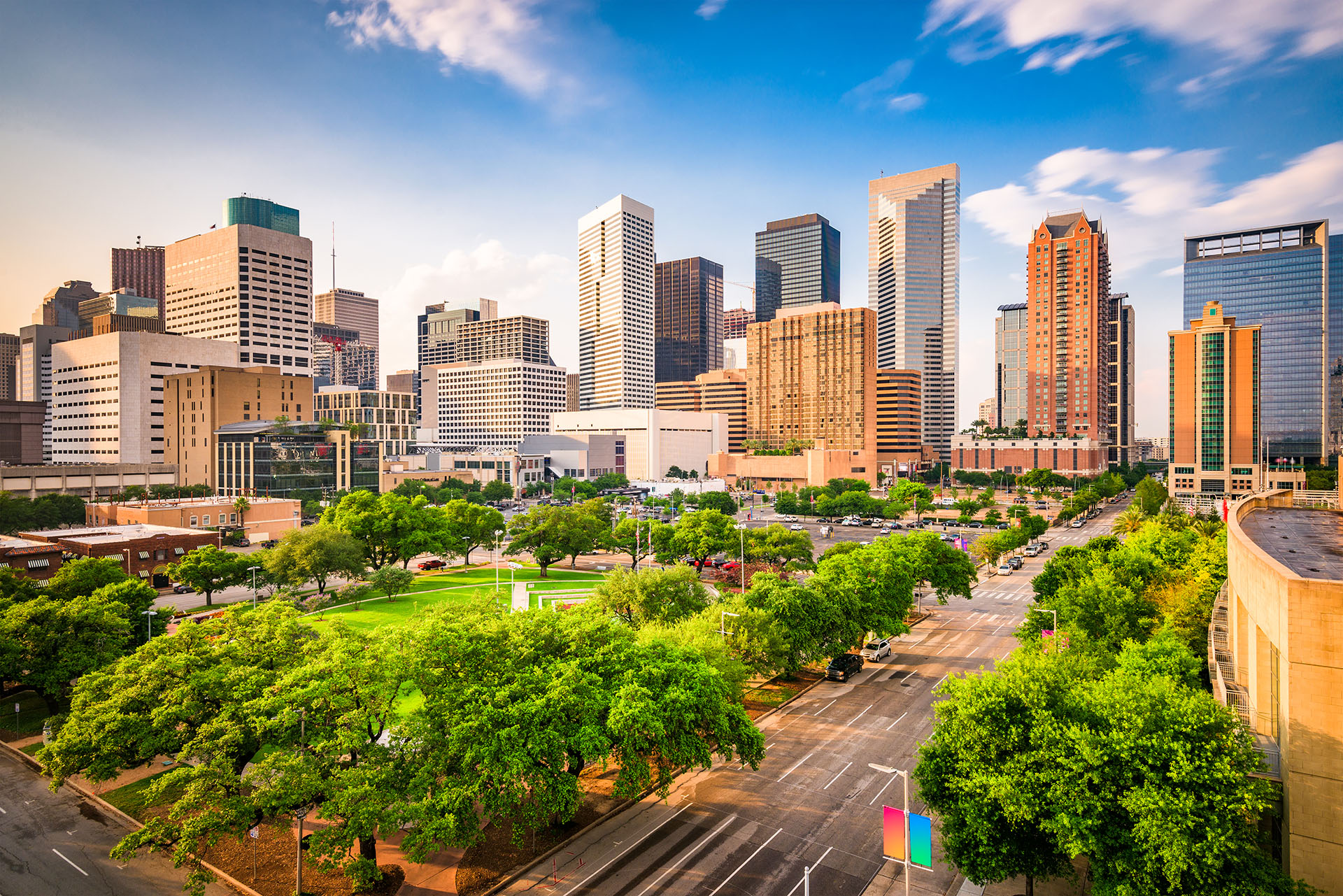 Houston,,Texas,,Usa,Downtown,City,Skyline,Over,Root,Square.