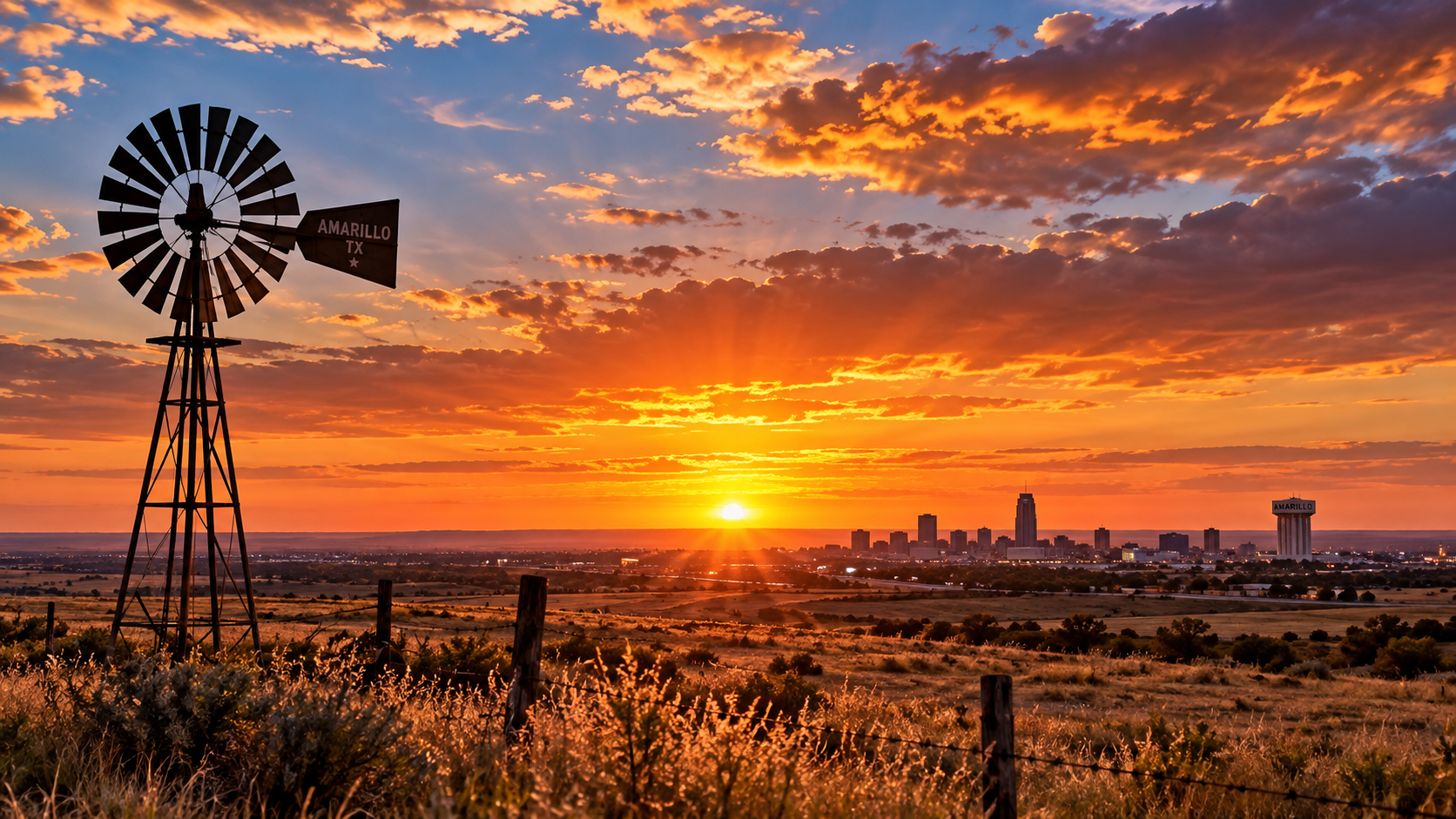 Amarillo Sunset Over the Plains