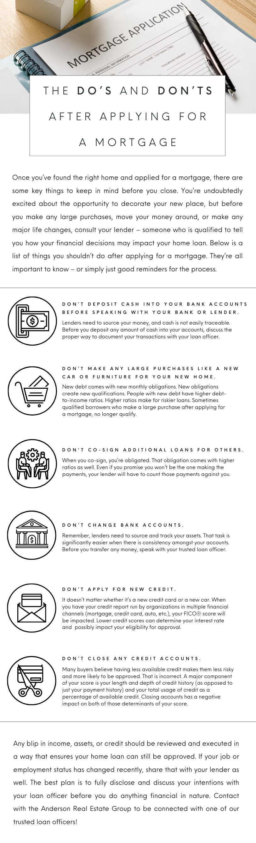 Do's and Don'ts after applying for a mortgage