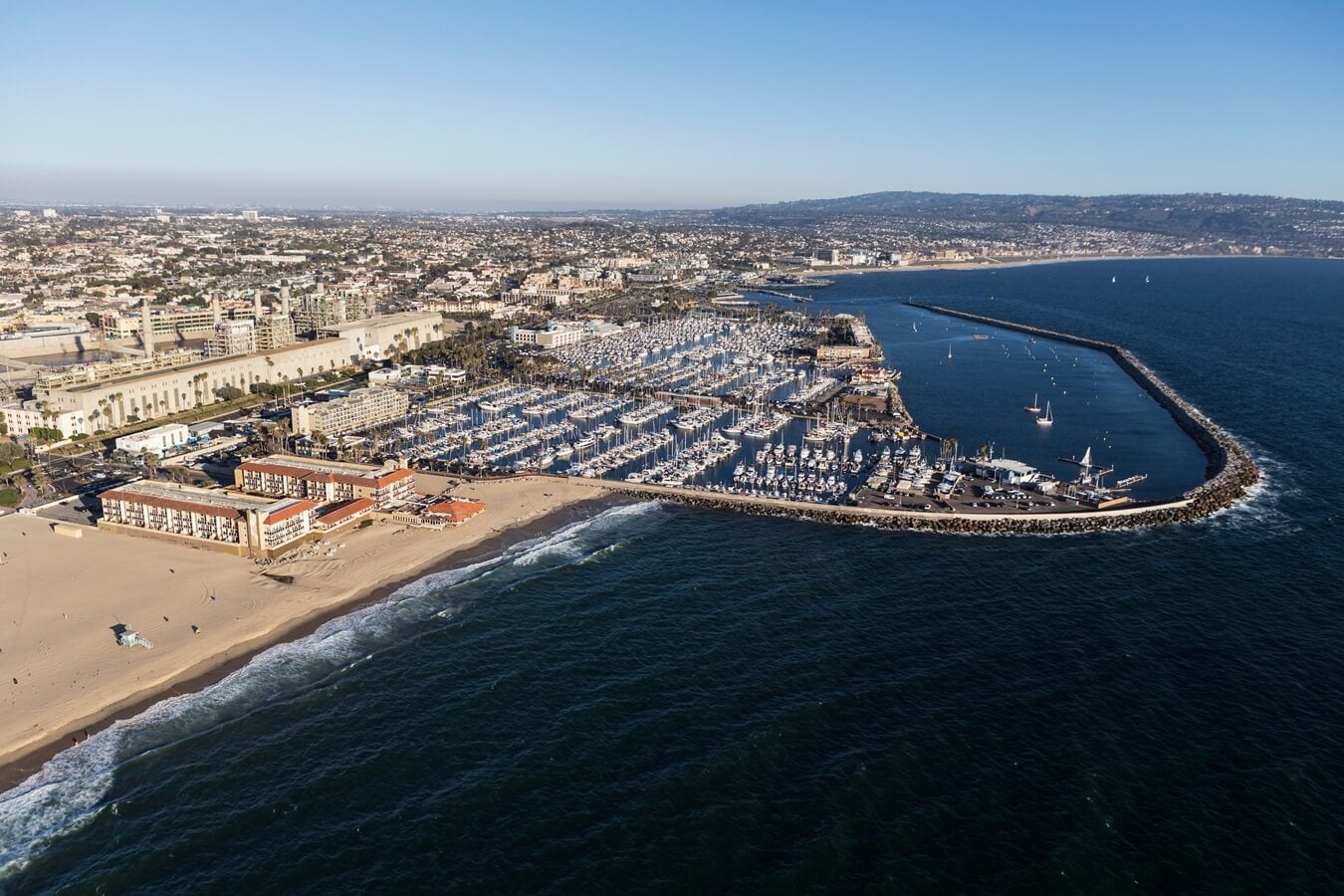 Aerial view of Redondo Beach near Los Angeles in Southern California.