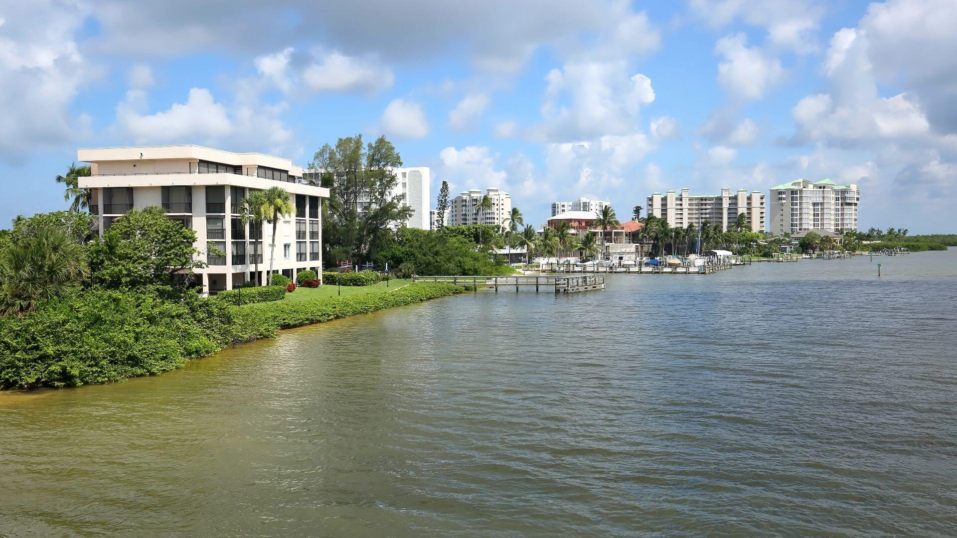 Homes and condos directly on Estero Bay
