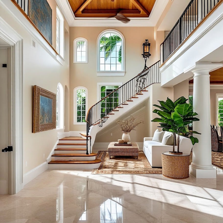 home with staircase inside in palm beach florida