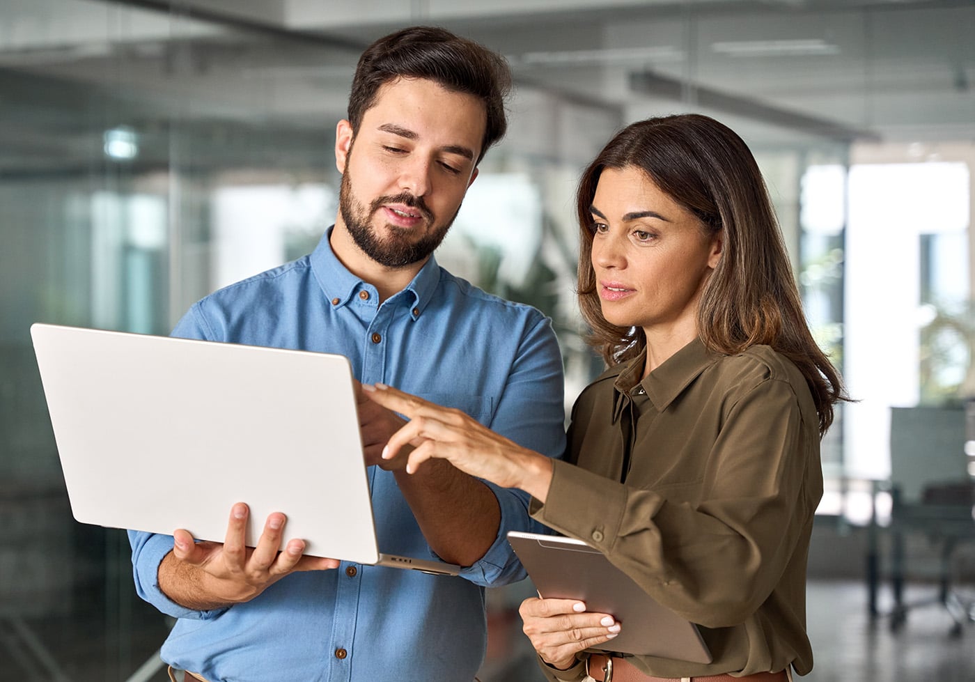 Two,Busy,Professional,Business,People,Working,In,Office,With,Computer.