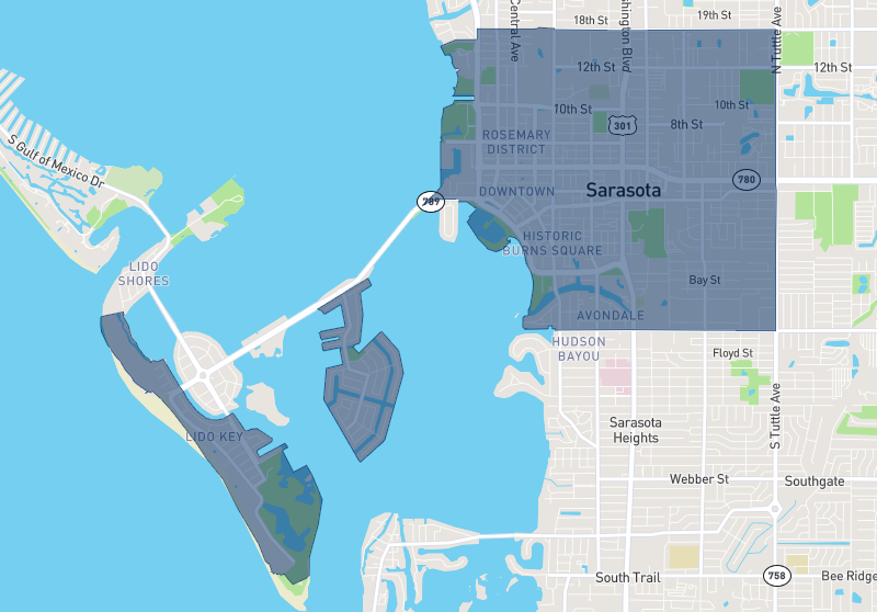 Downtown Sarasota /Bird Key / Lido Key