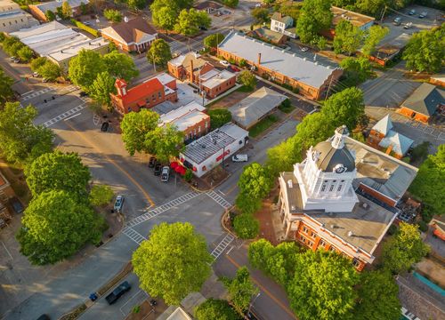 small town courthouse aerial