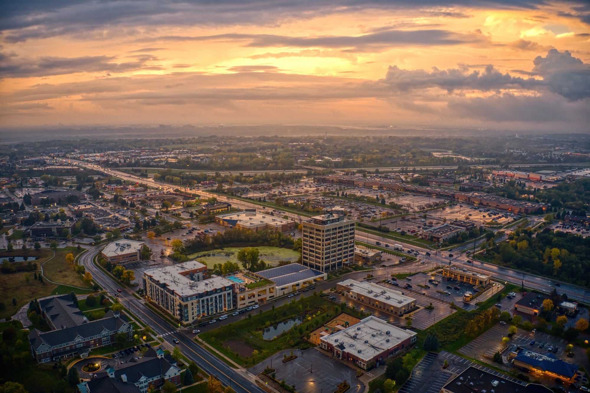 Aerial View of the Twin Cities Suburb of Eagan, Minnesota