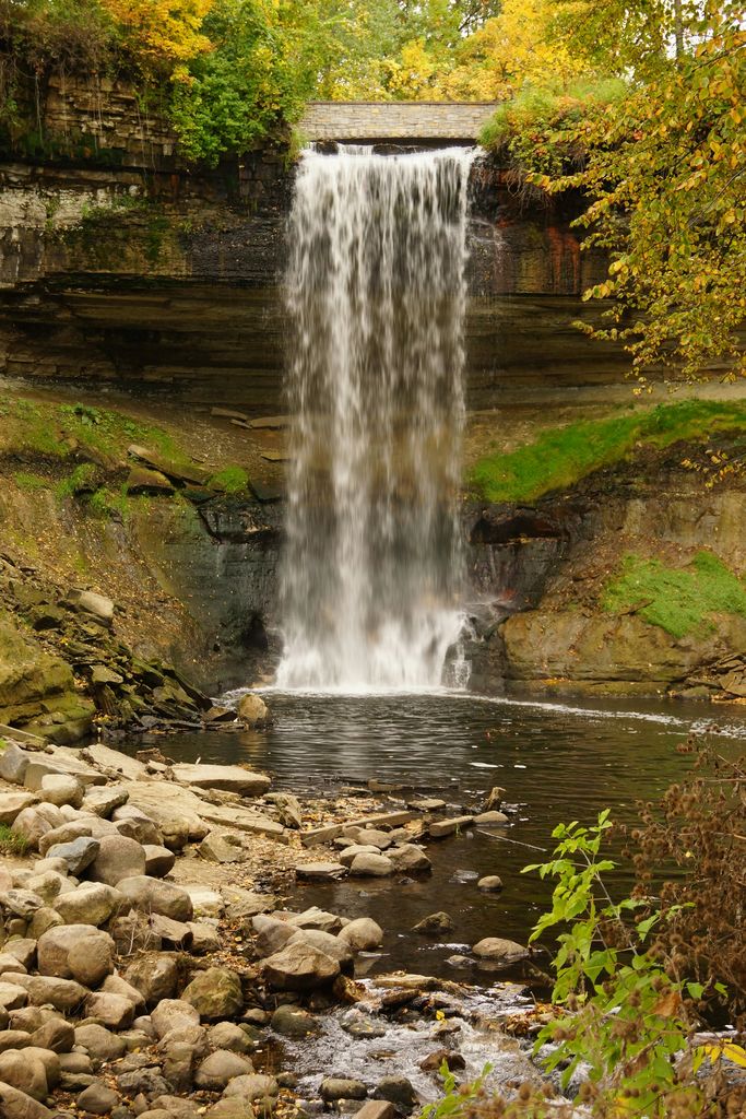 Minnehaha Falls in Minneapolis during autumn