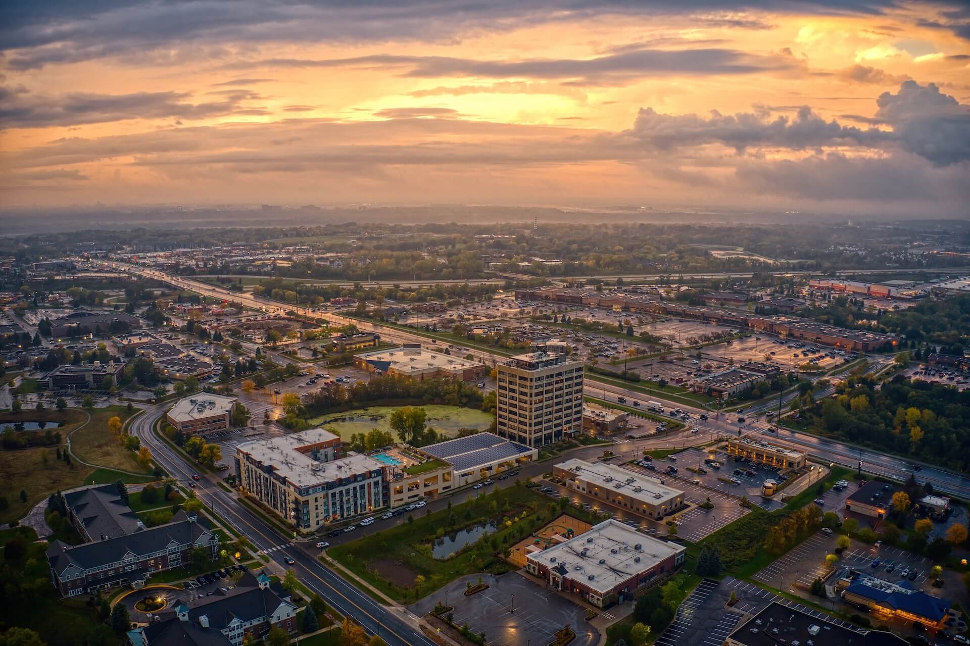 Aerial View of the Twin Cities Suburb of Eagan, Minnesota