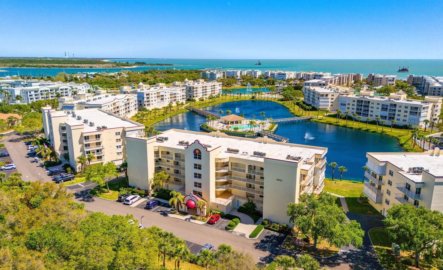 Solana Lake Cape Canaveral condo living area