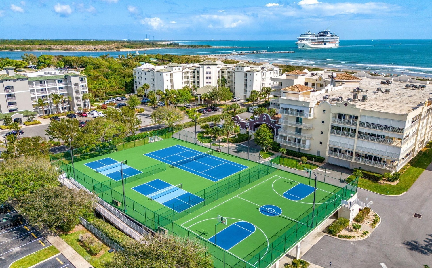 Florida Space Coast aerial view with cruise ship Port Canaveral Bobby Freeman McCoy Freeman Group at Compass