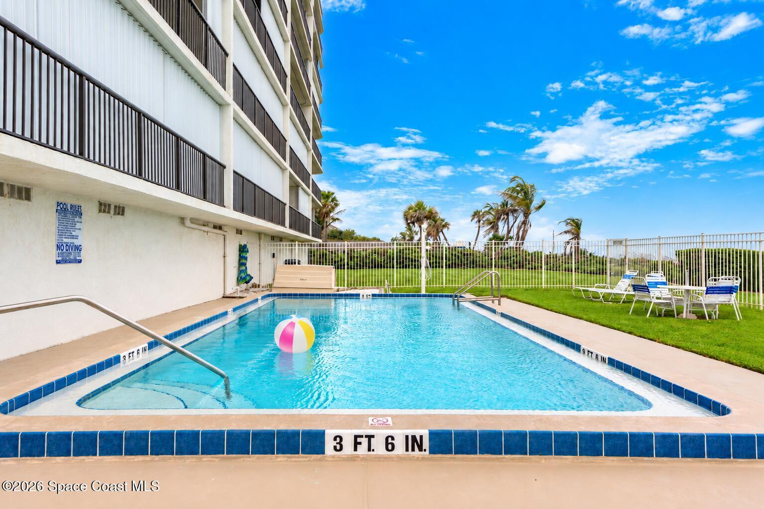 Oceanfront swimming pool at Wavecrest Condominium Cocoa Beach Florida